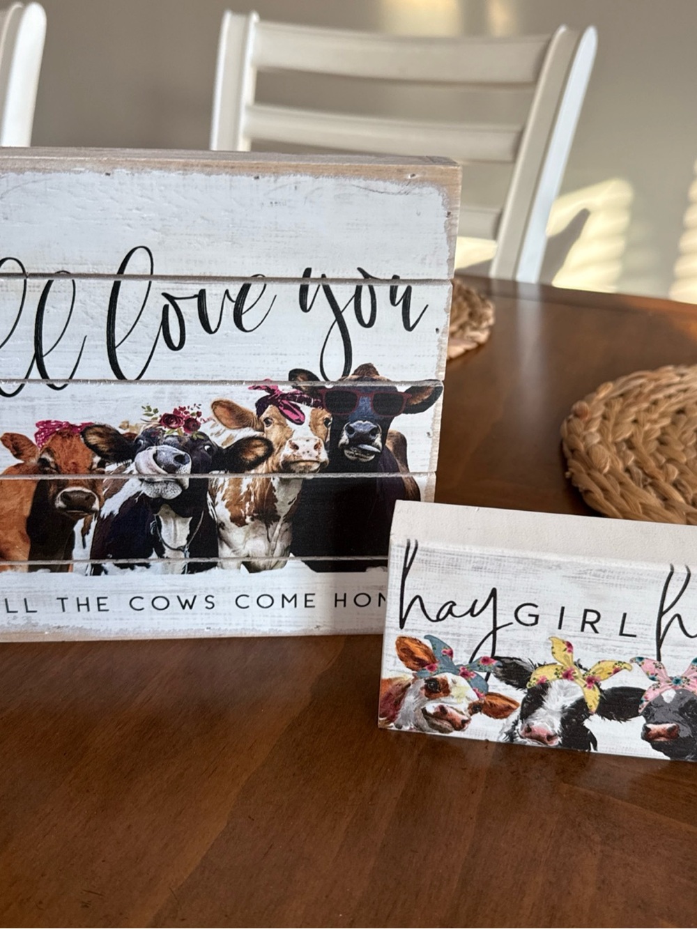 Farmhouse Cow Wall Art Sign Duo- Multicolor